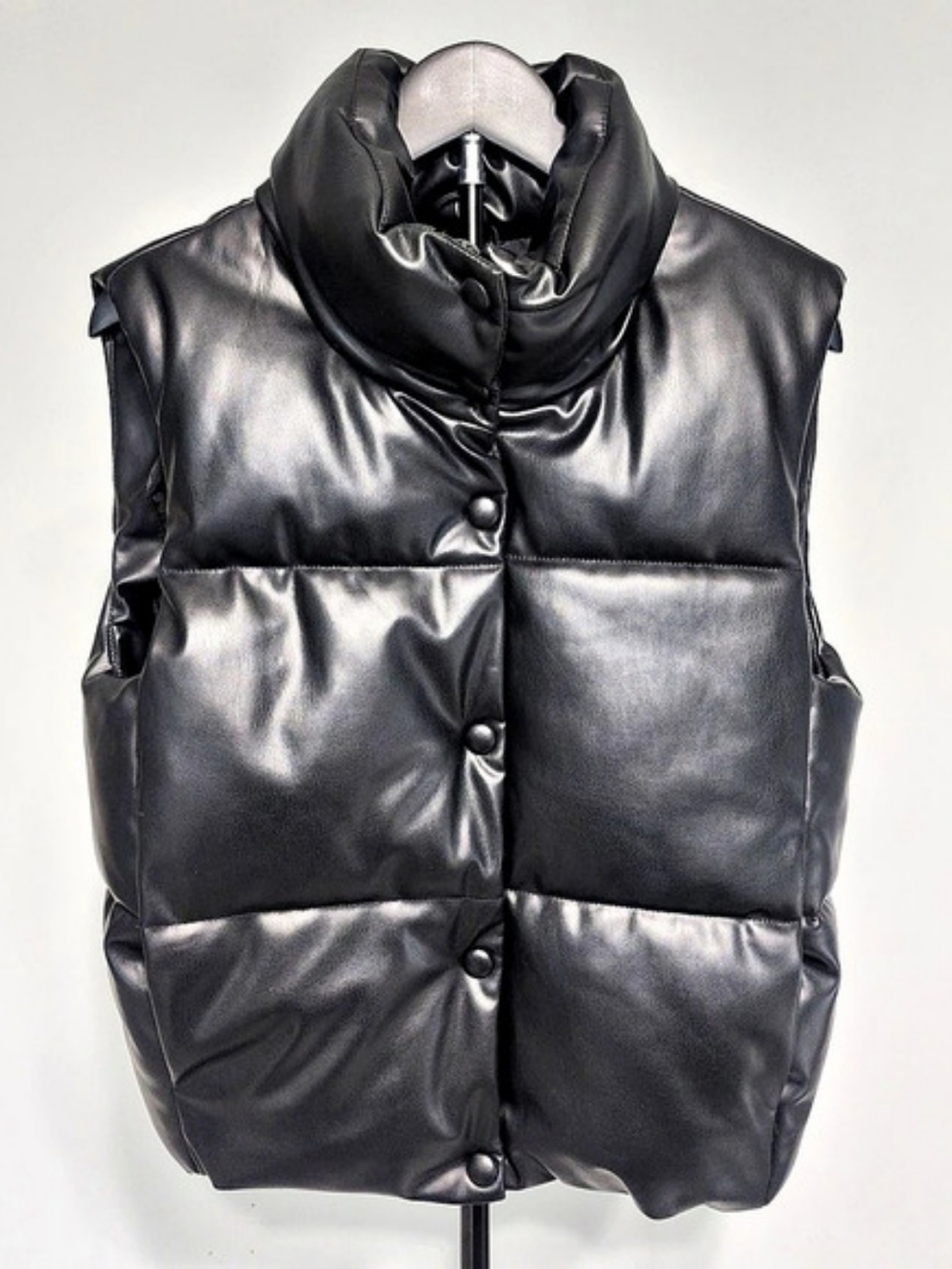 Zara Faux Leather Puffer Vest Black Size Small